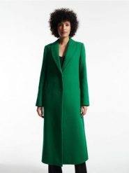 Płaszcz z wełną - zielony. Zielone płaszcze Reserved, bez wzorów, z tkaniny, bez kaptura. W wyprzedaży za 119.99 zł.