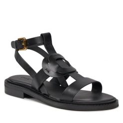 Sandały See By Chloé. Czarne sandały See By Chloé, bez wzorów, bez obcasa, na płaskiej podeszwie, bez zapięcia. Za 1,989.00 zł.