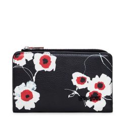 Mały Portfel Damski Desigual. Czarne portfele Desigual, bez wzorów. Za 129.99 zł.