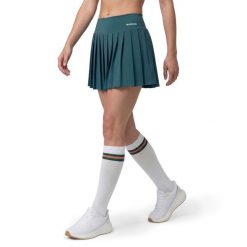 Damskie spódnico-spodenki tenisowe Siroko Flow Femme-W Green. Zielone spódnice SIROKO, bez wzorów, z tkaniny, sportowe, bez kołnierzyka, bez ramiączek, plisowane. Za 212.00 zł.