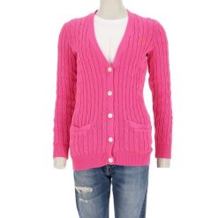 Second life - Polo Ralph Lauren kardigan damski z warkoczowym splotem - Jak nowy. Czerwone kardigany RALPH LAUREN, l, bez wzorów, z materiału. Za 230.00 zł.