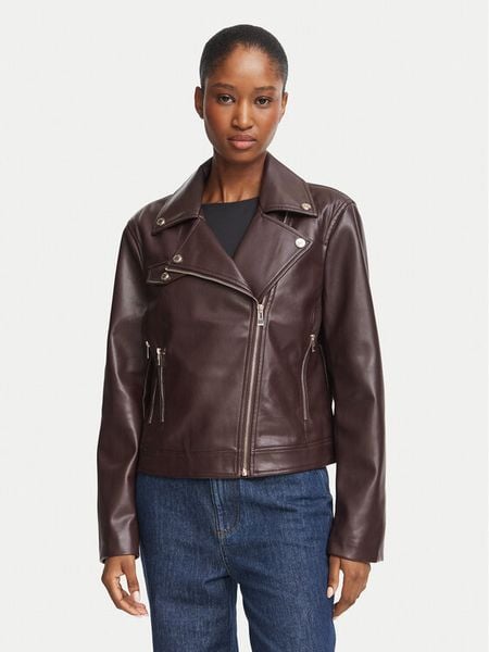 Morgan Kurtka z imitacji skóry 262-GEFF Bordowy Slim Fit. Czerwone kurtki Morgan, bez wzorów, ze skóry, bez kaptura. Za 314.99 zł.
