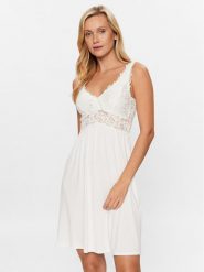 Hunkemöller Halka Nora 175246 Biały Feminine Fit. Białe koszule nocne Hunkemöller, xxs, bez wzorów, z wiskozy, bez ramiączek. Za 99.99 zł.