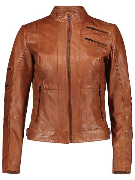 7eleven Skórzana kurtka "Tilla" w kolorze karmelowym rozmiar: 40. Brązowe kurtki 7eleven, bez wzorów, ze skóry, bez kaptura. Za 546.48 zł.