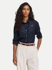 Beverly Hills Polo Club Koszula P-SS26W-SH0004 Granatowy Regular Fit. Niebieskie koszule Beverly Hills Polo Club, xs, bez wzorów, ze lnu, bez kołnierzyka, bez ramiączek. Za 299.99 zł.