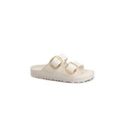 Klapki damskie Birkenstock Arizona Big Buckle Eva. Białe klapki Birkenstock, bez wzorów, z materiału, bez obcasa. Za 343.00 zł.
