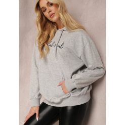 Jasnoszara Bluza Taniamenis. Szare bluzy Renee, l, bez wzorów, z kapturem. W wyprzedaży za 83.99 zł.