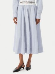 Tommy Hilfiger Spódnica midi WW0WW48936 Niebieski A-Line Fit. Niebieskie spódnice TOMMY HILFIGER, l, bez wzorów, z bawełny, midi. Za 529.99 zł.