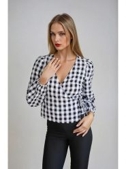 Monki Bluzka w kolorze biało-czarnym rozmiar: 38. Białe bluzki Monki, bez wzorów, z bawełny, bez kołnierzyka, bez ramiączek. Za 43.99 zł.