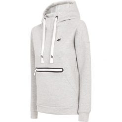 Bluza damska BLD007 - chłodny jasny szary melanż. Szare bluzy 4f, bez wzorów, z bawełny, z kapturem. W wyprzedaży za 169.99 zł.