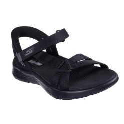 Sandały SKECHERS SLIP-INS GO WALK FLEX Czarny. Czerwone sandały Skechers, bez wzorów, z materiału, klasyczne, bez obcasa, bez zapięcia. Za 259.99 zł.
