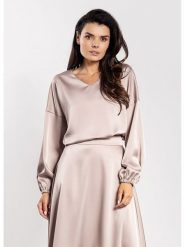 Awama Bluzka w kolorze beżowym rozmiar: M. Brązowe bluzki Awama, m, bez wzorów, bez kołnierzyka, bez ramiączek. Za 126.75 zł.