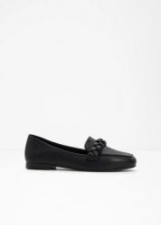 Półbuty wsuwane loafer. Czarne baleriny bonprix, bez wzorów, bez obcasa. Za 109.99 zł.