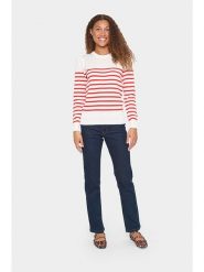 SAINT TROPEZ Sweter w kolorze biało-czerwonym rozmiar: M. Białe swetry Saint Tropez, m, bez wzorów, bez ramiączek. Za 86.99 zł.