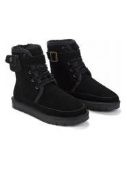 NICEBAY Skorzane kozaki zimowe "Gayana" w kolorze czarnym rozmiar: 39. Czarne kozaki NICEBAY, na zimę, z materiału, bez obcasa, bez zapięcia. Za 260.99 zł.