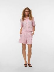 Vero Moda Bluzka w kolorze jasnoróżowym rozmiar: XS. Różowe bluzki Vero Moda, xs, bez wzorów, z bawełny, bez kołnierzyka, bez ramiączek. Za 98.95 zł.