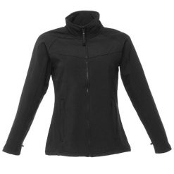 Damska kurtka wiatroodporna Softshell (Czarny czarny). Brązowe kurtki sportowe Regatta, xl, bez wzorów, z materiału, bez kaptura, trekkingowe. Za 180.99 zł.