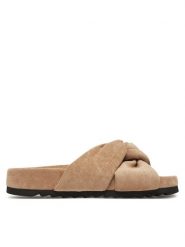 DeeZee Klapki CT1113-6 Beżowy. Brązowe klapki DeeZee, bez wzorów, z materiału, bez obcasa. Za 119.99 zł.