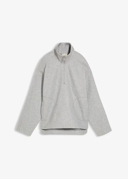 Bluza oversize z materiału w optyce wełny. Brązowe bluzy bonprix, bez wzorów, z wełny, bez kaptura. Za 109.99 zł.