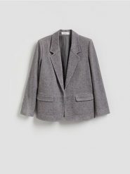 Marynarka z dodatkiem wiskozy - jasnoszary. Szare marynarki i żakiety Reserved, l, bez wzorów, z dzianiny. Za 159.99 zł.