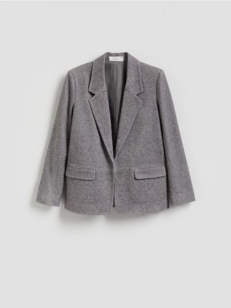 Marynarka z dodatkiem wiskozy - jasnoszary. Szare marynarki i żakiety Reserved, l, bez wzorów, z dzianiny. Za 159.99 zł.