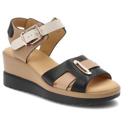 Sandały damskie Artiker, cholewka ze skóry naturalnej wielopaskowa konstrukcja regulowane zapięcie na sprzączkę ozdobny metalowy detal, czarne, 58C03. Czarne sandały Artiker, z aplikacjami, ze skóry, eleganckie, bez obcasa, na koturnie, bez zapięcia. Za 239.00 zł.