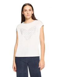 CARTOON Koszulka w kolorze kremowym rozmiar: 42. Brązowe bluzki Cartoon, bez wzorów, z bawełny, bez kołnierzyka, bez ramiączek. Za 69.99 zł.