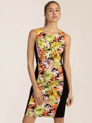 APART Sukienka w kolorze czarno-zielono-pomarańczowym rozmiar: 38. Czarne sukienki Apart, bez wzorów, bez kołnierzyka, bez ramiączek, mini. Za 143.99 zł.