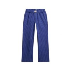 Spodnie elastyczne w paski z bawełny organicznej dla kobiet Superdry. Niebieskie spodnie sportowe Superdry, bez wzorów, z bawełny. Za 270.00 zł.