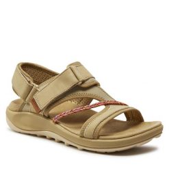 Sandały Merrell. Brązowe sandały Merrell, bez wzorów, bez obcasa, na płaskiej podeszwie, bez zapięcia. Za 339.99 zł.