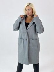 Szary klasyczny pudełkowy płaszcz Megan XXL OVERSIZE JESIEŃ. Szare płaszcze Moda Size Plus Iwanek, na jesień, s, bez wzorów, z jeansu, bez kaptura. Za 399.90 zł.