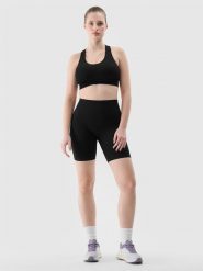 4F Legginsy krótkie bezszwowe damskie - czarne M/L. Czarne legginsy sportowe 4f, l, bez wzorów, z dzianiny, z podwyższonym stanem, do biegania. W wyprzedaży za 59.99 zł.