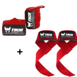 Paski do podnoszenia i opaski na nadgarstki 60 cm (Ekstra Mocny) zestaw Czerwony. Białe paski THOR ATHLETICS, bez wzorów, z bawełny, sportowe. W wyprzedaży za 125.95 zł.