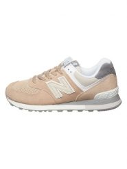 New Balance Skórzane sneakersy "U574" w kolorze brzoskwiniowym rozmiar: 43. Pomarańczowe trampki New Balance, z aplikacjami, ze skóry, bez zapięcia. Za 182.29 zł.