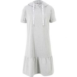 Sukienka dresowa, rękawy 1/2, z kolekcji Maite Kelly bonprix jasnoszary melanż. Szare sukienki bonprix, bez wzorów, z dresówki, eleganckie, bez kołnierzyka, bez ramiączek, sportowe. Za 79.99 zł.
