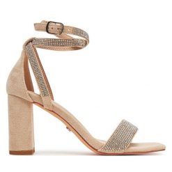 Sandały DeeZee. Brązowe sandały DeeZee, bez wzorów, bez obcasa, na słupku, bez zapięcia. Za 159.99 zł.