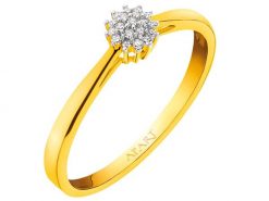 Pierścionek z żółtego złota z diamentami - 0,04 ct - próba 375. Żółte pierścionki Apart, z diamentem, złote. Za 1,290.00 zł.