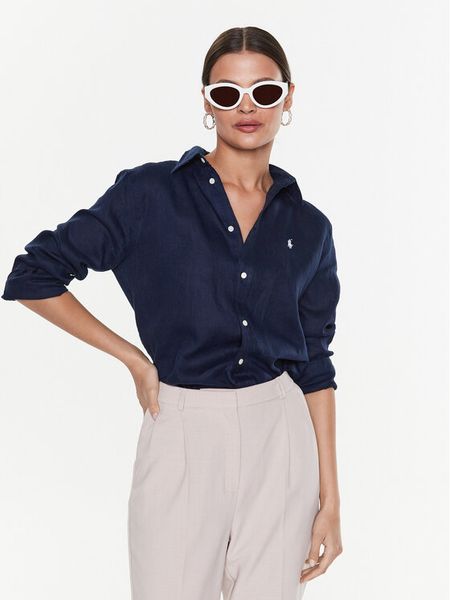 Polo Ralph Lauren Koszula 211920516007 Granatowy Relaxed Fit. Niebieskie koszule Polo Ralph Lauren, xs, bez wzorów, ze lnu, bez kołnierzyka, bez ramiączek. Za 769.99 zł.