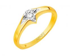 Pierścionek z żółtego złota z brylantem - 0,12 ct - próba 585. Żółte pierścionki Apart, z brylantem, złote. W wyprzedaży za 2,303.00 zł.