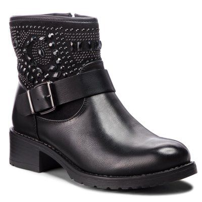 JENNY FAIRY WS16357-11 Czarny. Czarne botki Jenny Fairy, bez wzorów, ze skóry ekologicznej, bez obcasa, bez zapięcia. Za 129.99 zł.