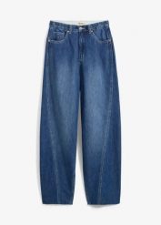Jeansy typu ballon, high waist, super soft. Niebieskie jeansy bonprix, bez wzorów, z podwyższonym stanem. Za 129.99 zł.