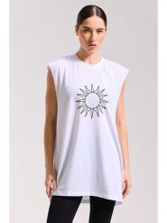 Onamaste Sukienka sportowa "Olivia" w kolorze białym rozmiar: L/XL. Białe sukienki Onamaste, l, bez wzorów, z bawełny, sportowe, bez kołnierzyka, bez ramiączek, sportowe. Za 86.99 zł.