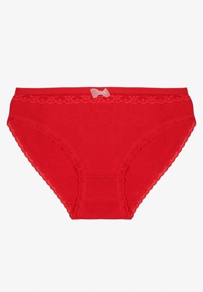 Czerwone Bawełniane Majtki Typu Figi z Koronką i Kokardą Zeteria. Czerwone figi Born2be, l, bez wzorów, z bawełny. Za 9.99 zł.
