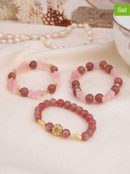 L'Atelier de Gaia Bransoletki (3 szt.) rozmiar: onesize. Różowe bransoletki L'Atelier de Gaia, z kwarcem, z mosiądzu. Za 42.95 zł.