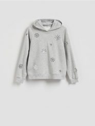 Bluza ze świątecznym motywem - ciemnoszary. Szare bluzy Reserved, l, bez wzorów, z bawełny, bez kaptura. Za 99.99 zł.
