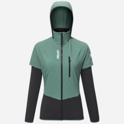 Kurtka Softshell RUTOR XCS AIR dla kobiet. Zielone kurtki narciarskie Millet, s, bez wzorów, z materiału, bez kaptura, narciarskie. Za 921.60 zł.
