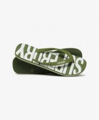 Superdry Core Logo Japonki z gumy, lekkie – Olive Khaki/Optic. Zielone klapki Superdry, bez wzorów, z gumy, bez obcasa. Za 112.75 zł.
