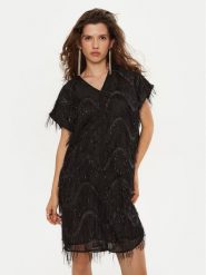 Bruuns Bazaar Sukienka koktajlowa Nellat BBW4197 Czarny Loose Fit. Czarne sukienki Bruuns Bazaar, bez wzorów, z syntetyku, wizytowe, bez kołnierzyka, bez ramiączek. Za 359.99 zł.