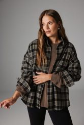 KOSZULA ANA CZARNO- SZARA XL - Flawless. Czarne koszule Flawless, uniwersalny, bez wzorów, z bawełny, klasyczne, bez kołnierzyka, bez ramiączek. Za 579.00 zł.