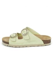 BABUNKERS Family Skórzane klapki w kolorze zielonym rozmiar: 41. Zielone klapki BABUNKERS Family, bez wzorów, z otwartym noskiem, bez obcasa. Za 148.26 zł.